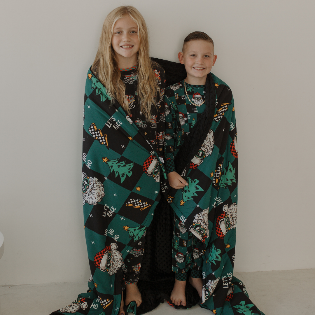 Let's Race Santa Blanket / Large *PREORDER - SHIPPING OUT BETWEEN DEC 10 - DEC 16*