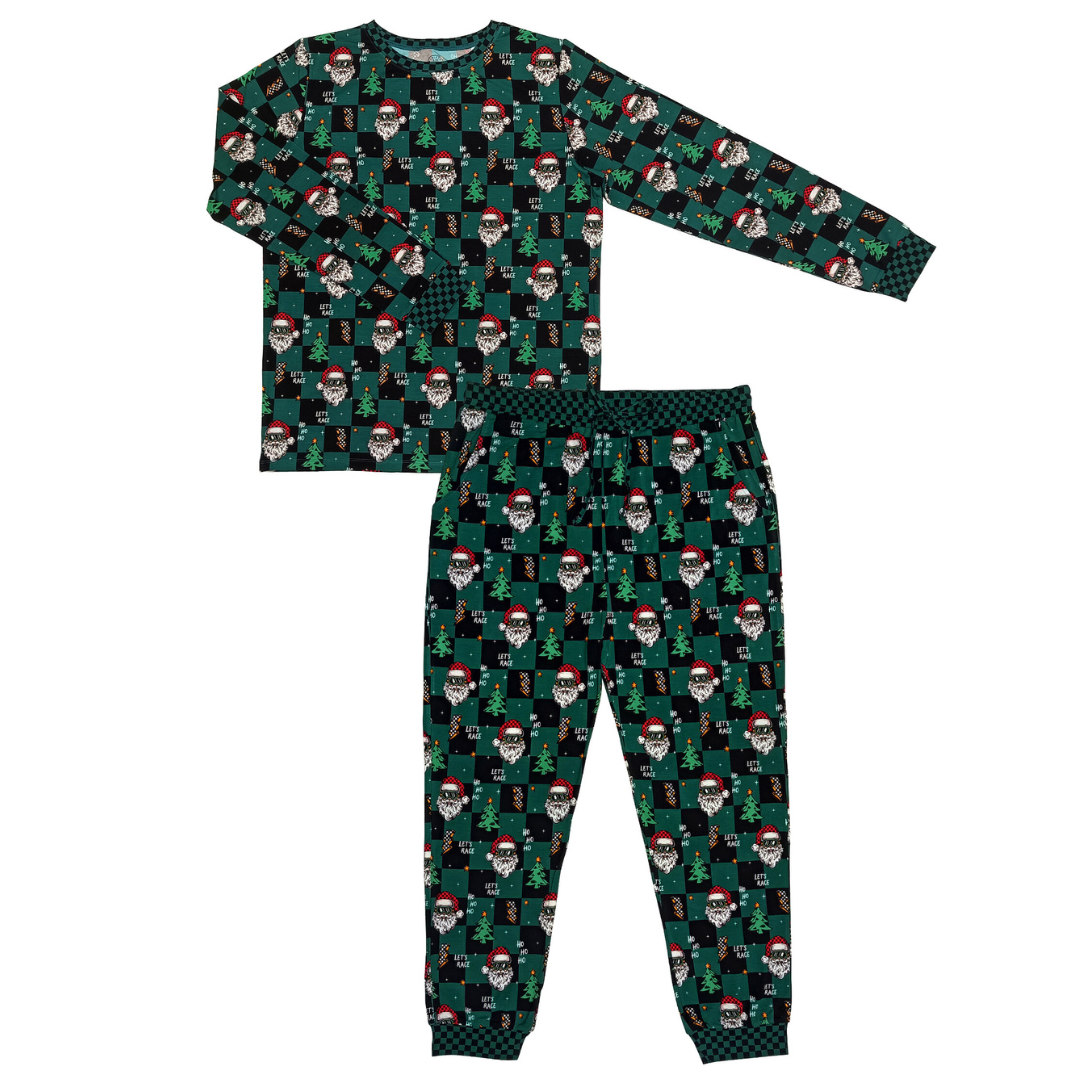 Let's Race Santa Unisex Adult Pajamas *PREORDER - SHIPPING OUT BETWEEN DEC 10 - DEC 16*