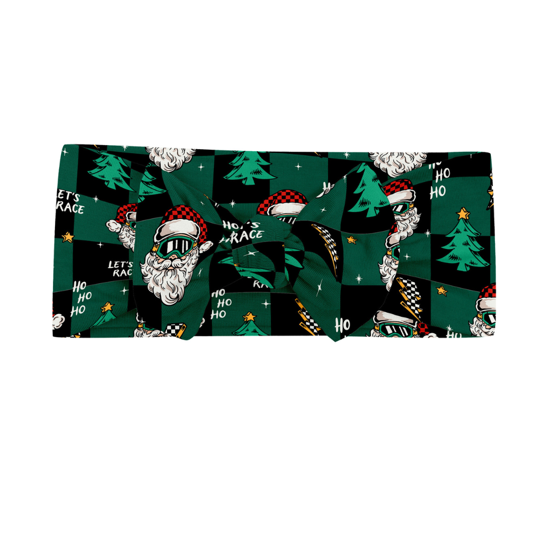 Let's Race Santa Bow *PREORDER - SHIPPING OUT BETWEEN DEC 10 - DEC 16*