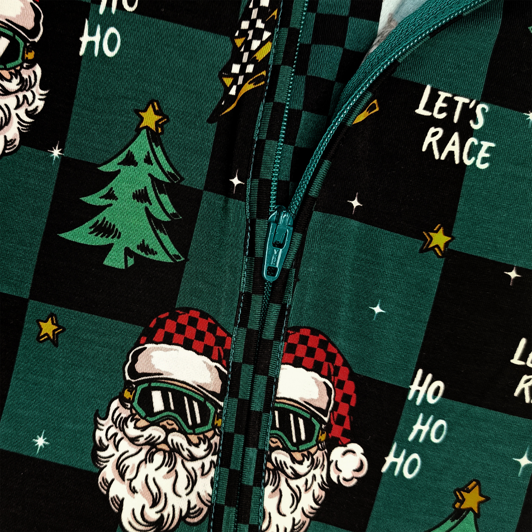 Let's Race Santa Zip Up Pajamas *PREORDER - SHIPPING OUT BETWEEN DEC 10 - DEC 16*