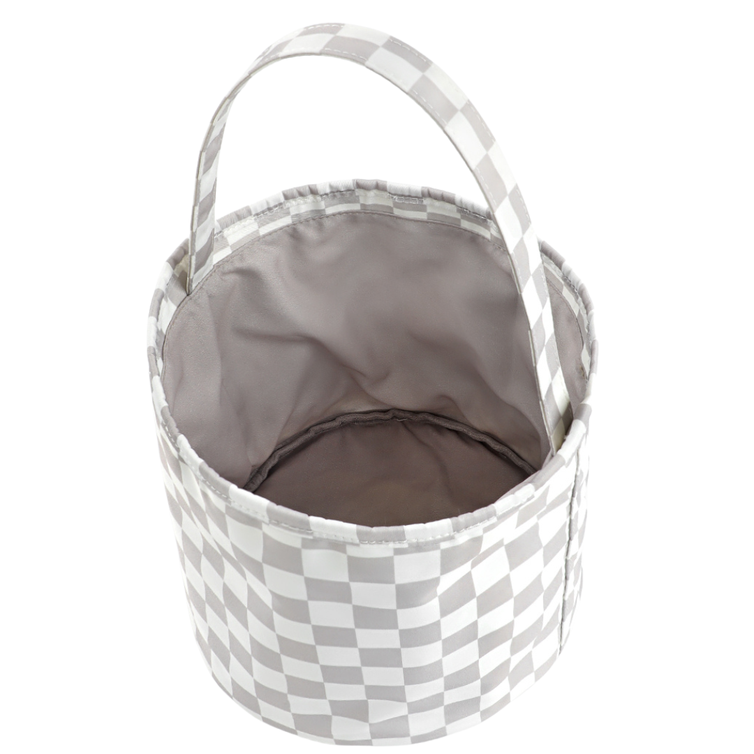 Neutral Checker Fabric Basket