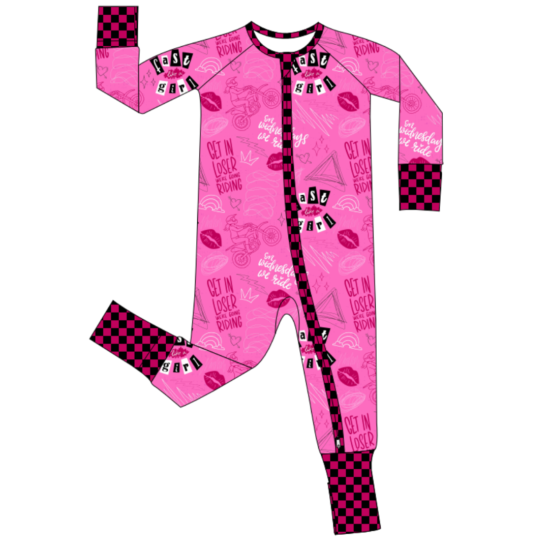 Fast Like A Girl Zip Up Pajamas / PREORDER: shipping Nov 16 - Dec 9