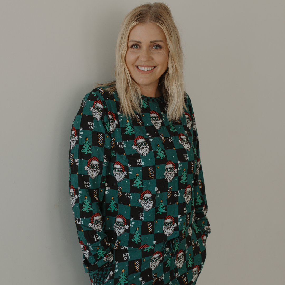 Let's Race Santa Unisex Adult Pajamas *PREORDER - SHIPPING OUT BETWEEN DEC 10 - DEC 16*