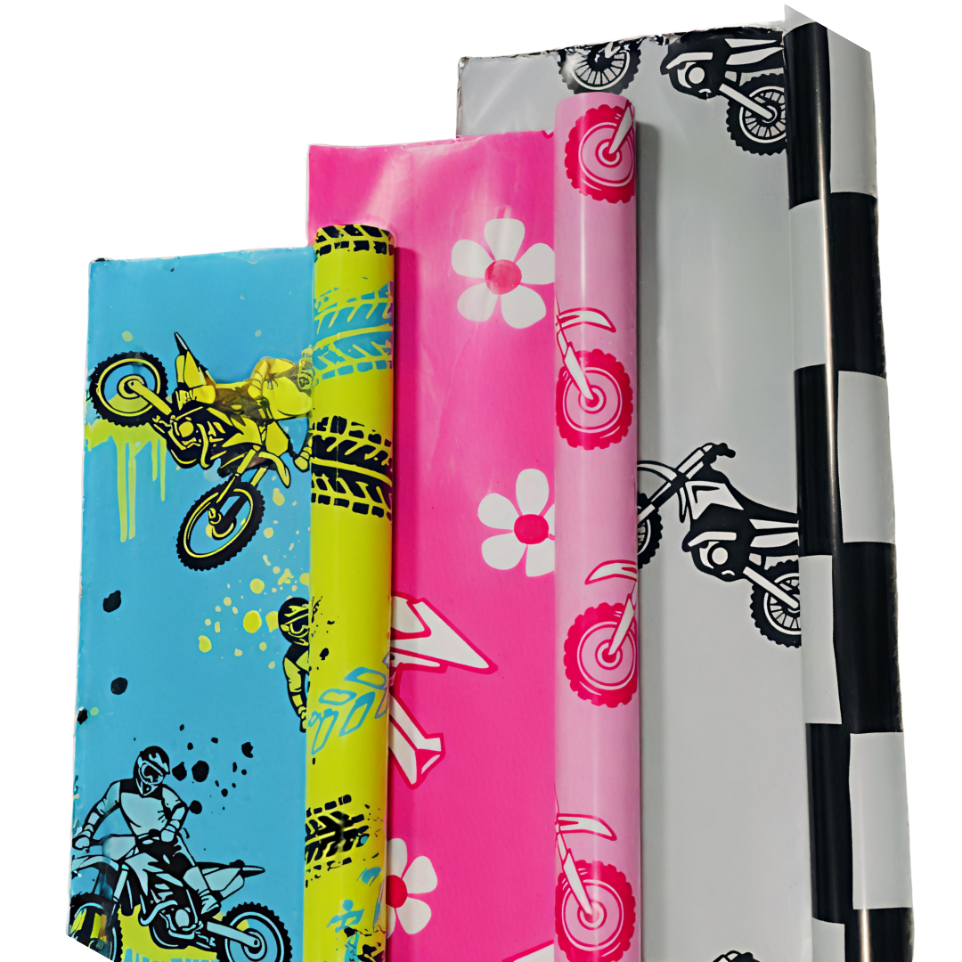 Moto Girl & Pink Helmet / Double Sided 32 FT Wrapping Paper (DO NOT ORDER WITH ANYTHING BUT CROC CHARMS, STICKERS, OR UMBRELLAS!!!)