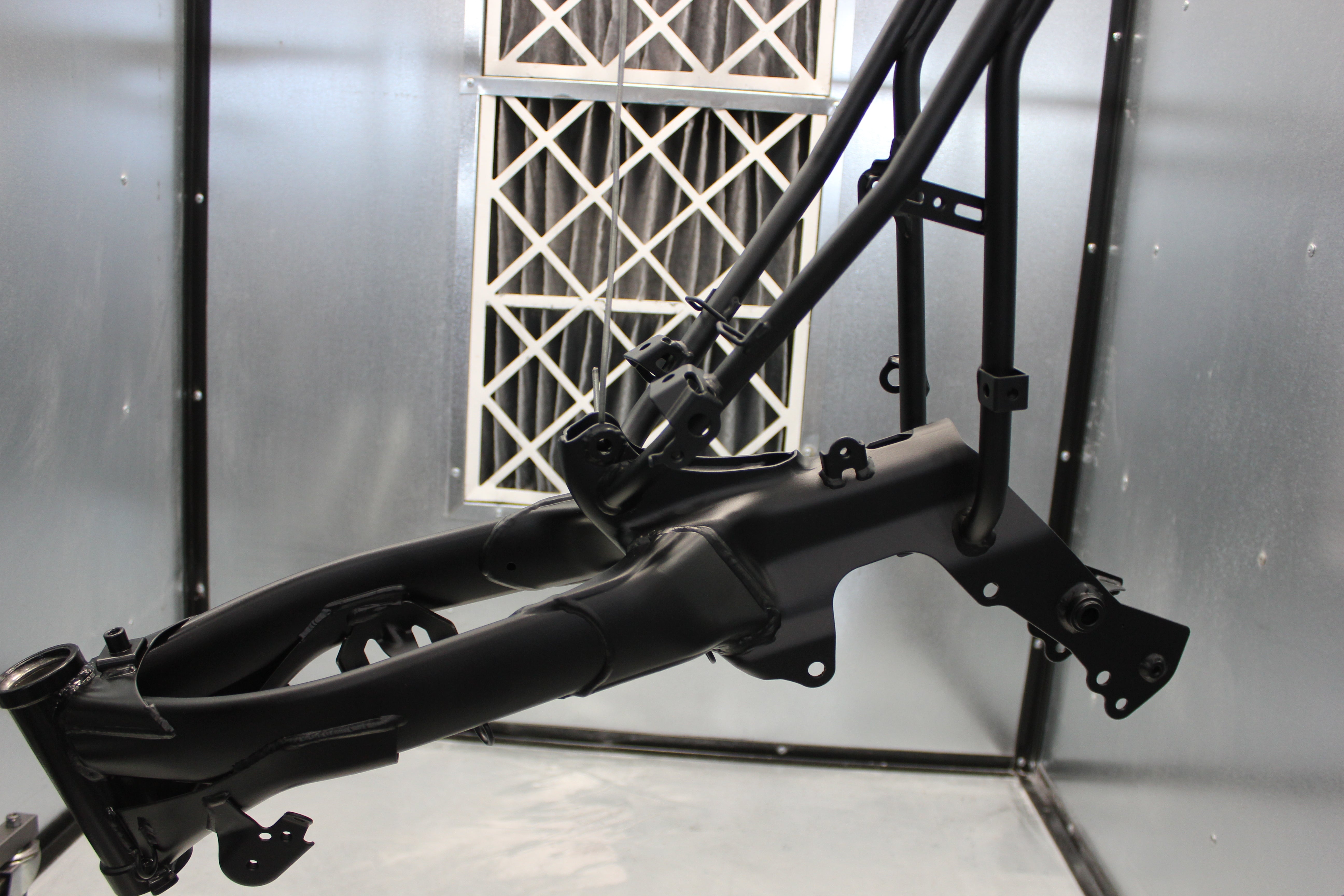 Mini bike frame powder coating