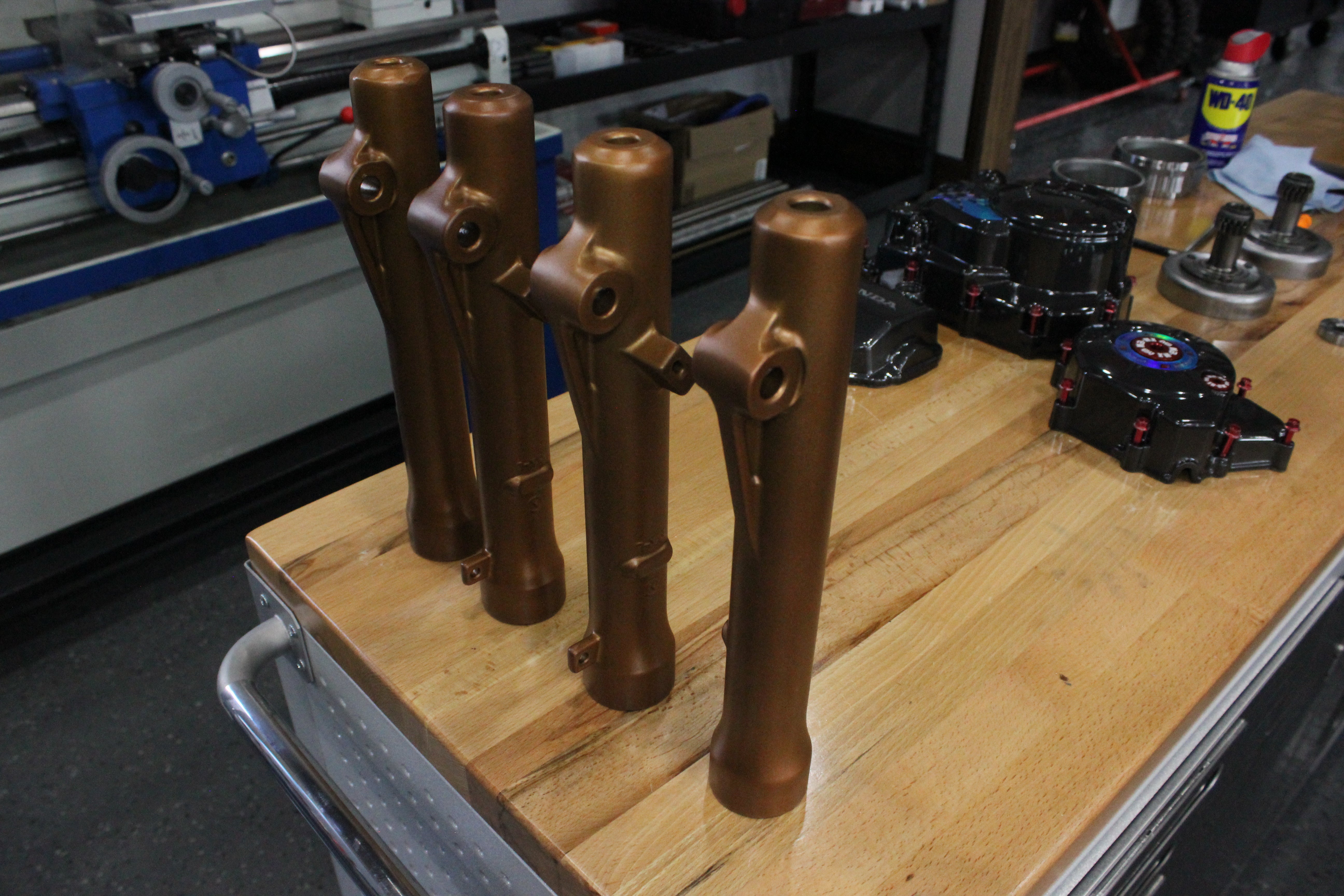 Powder coated fork tube lowers