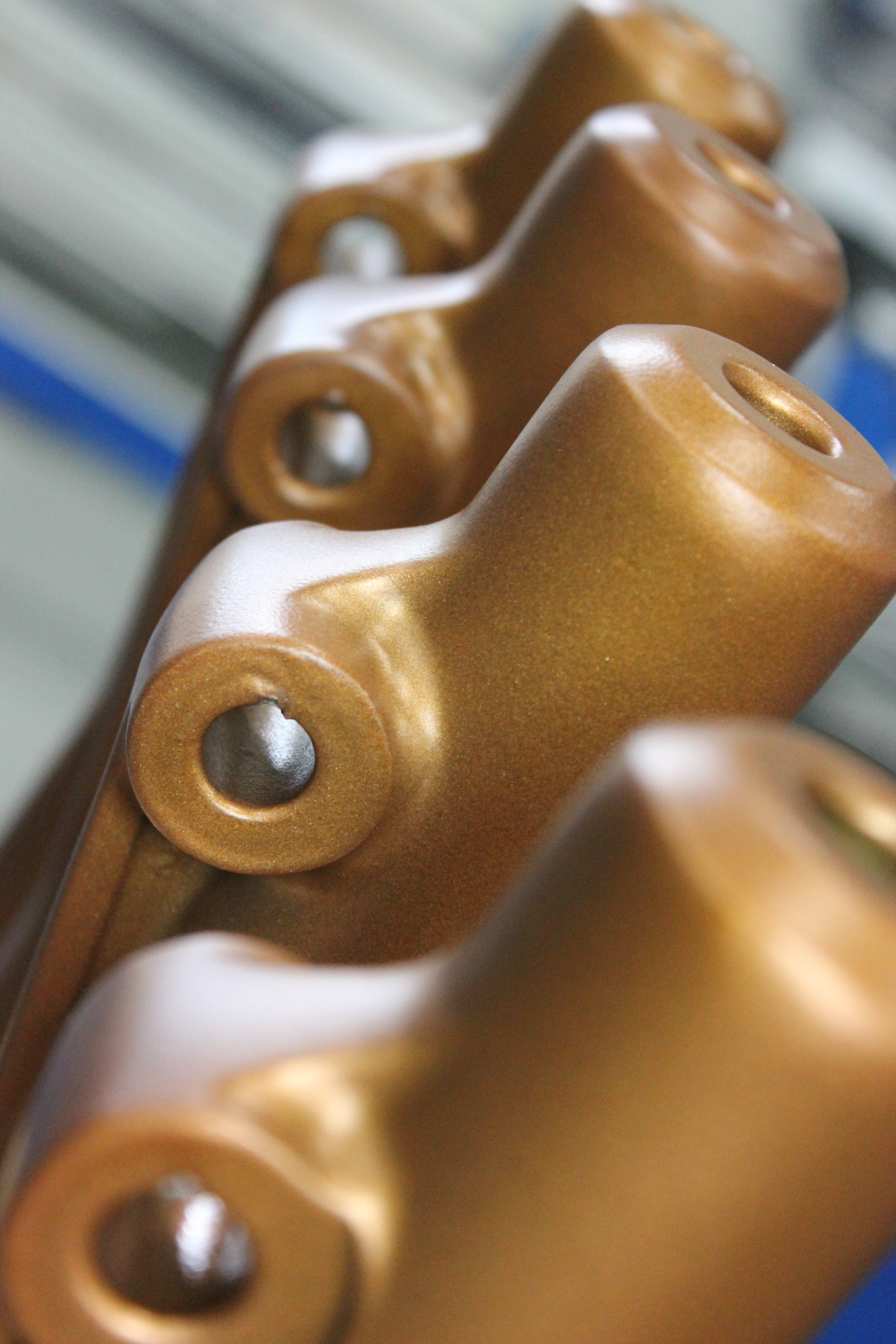 Powder coated fork tube lowers