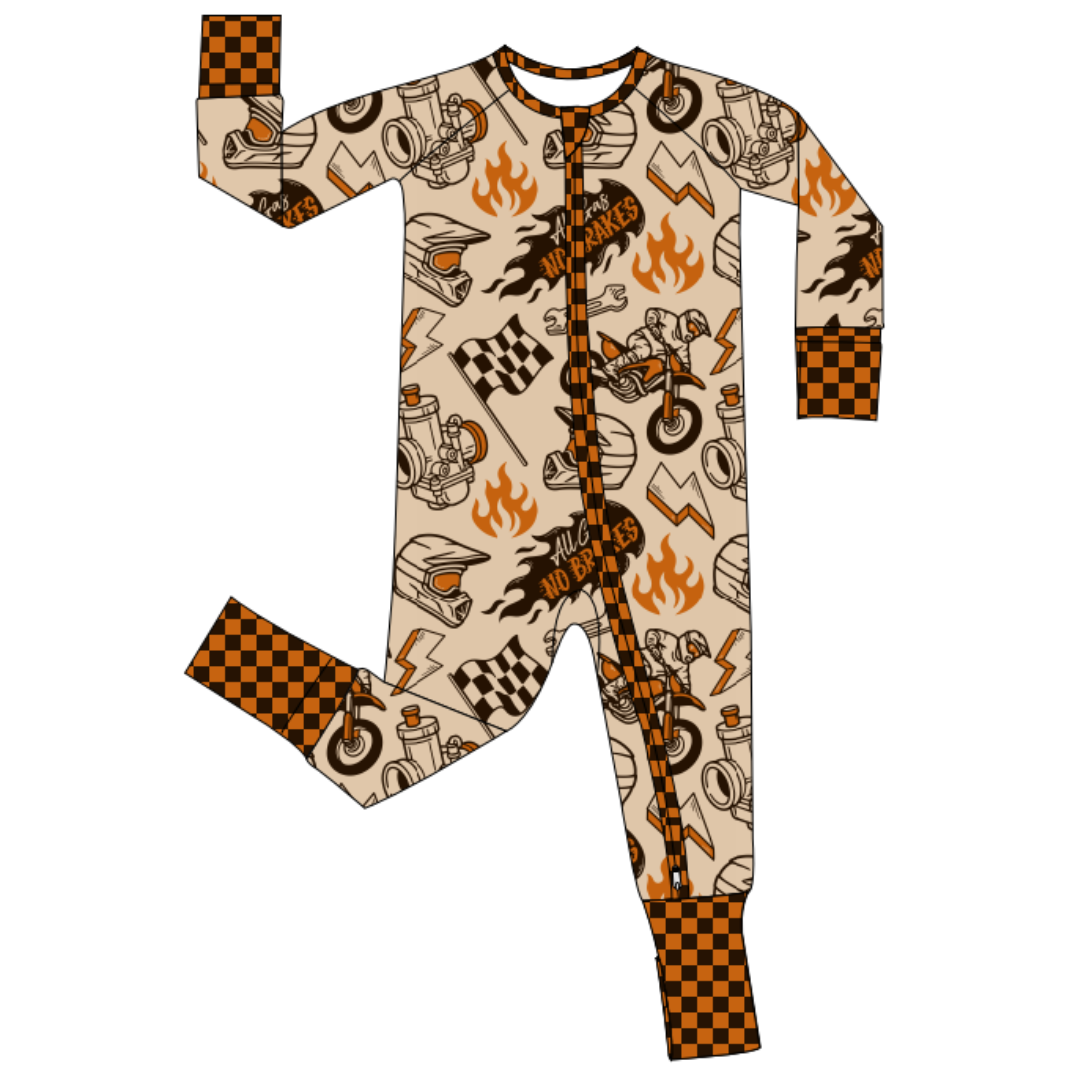 All Gas No Brakes Zip Up Pajamas  / PREORDER: est shipping Nov 16 - Dec 9