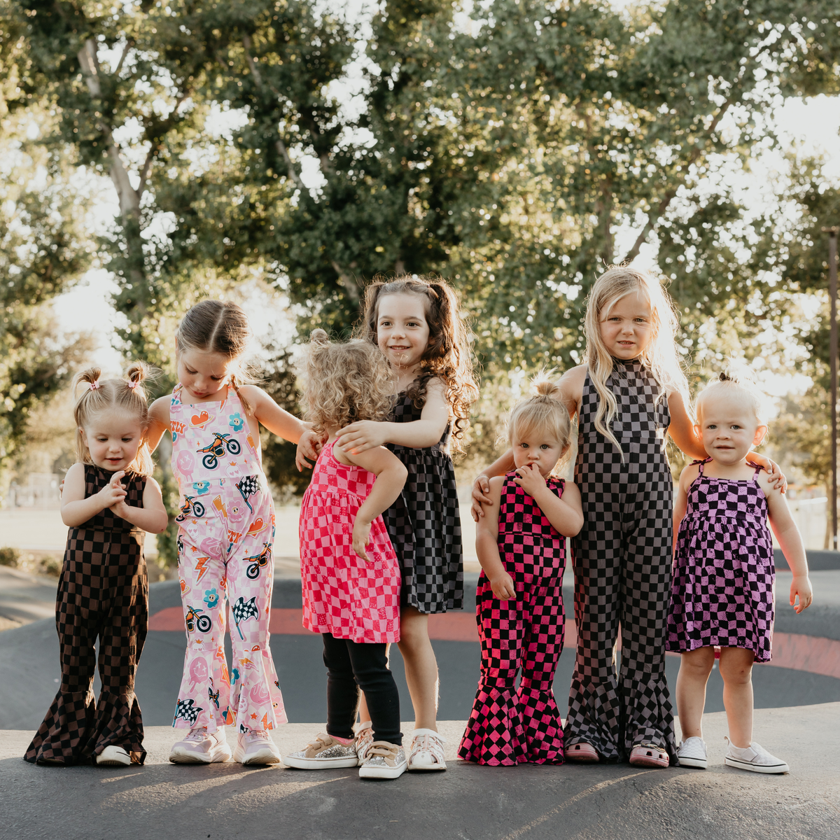 Muddy Checker Bell Bottom Jumpsuit