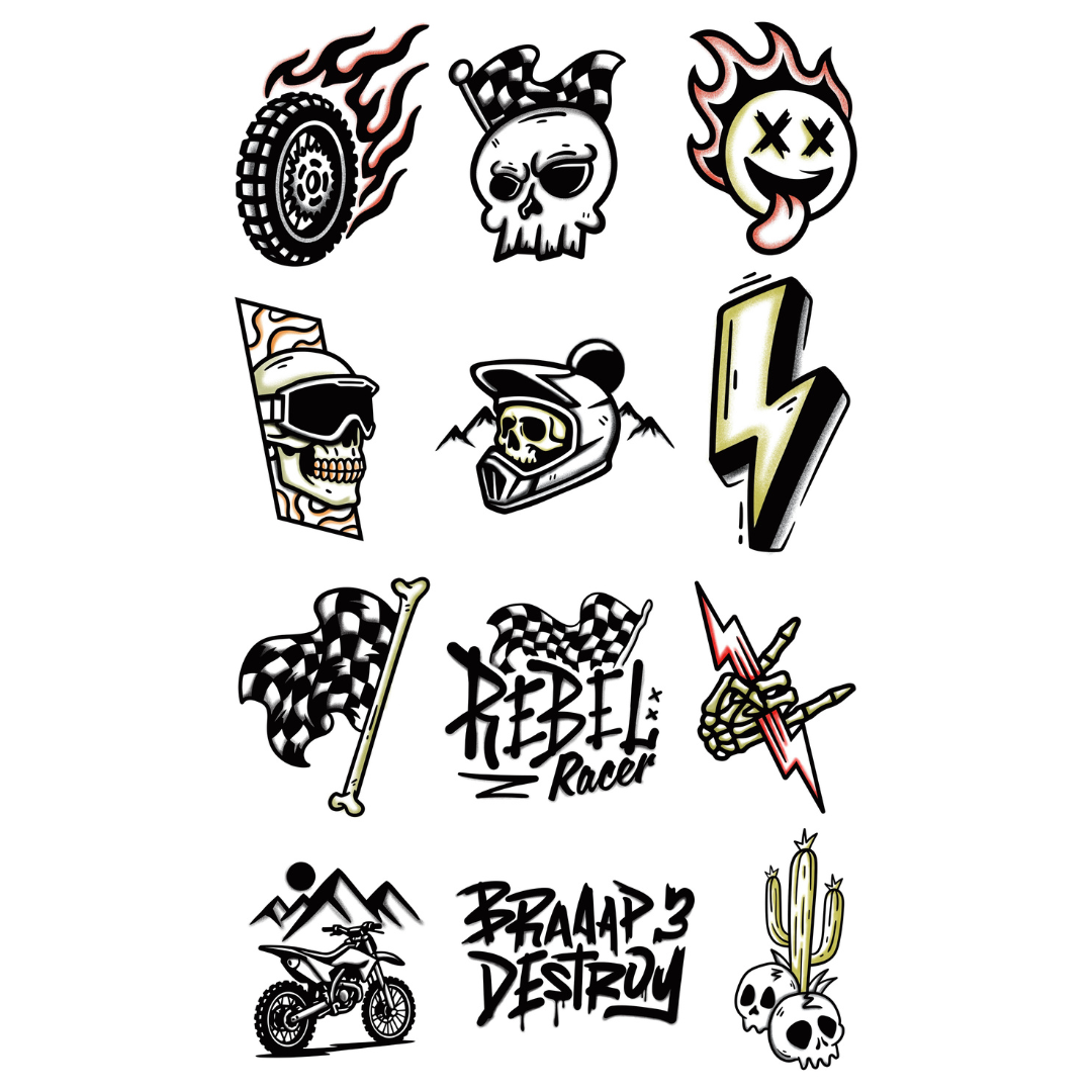 Rebel Racer Tattoo Sheet