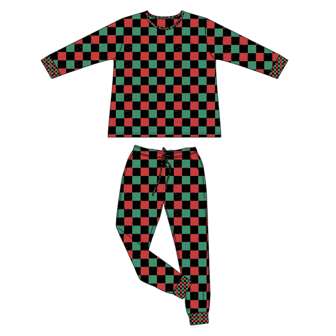 Christmas Check Adult Pajamas / PREORDER shipping Oct 26 - Nov 9