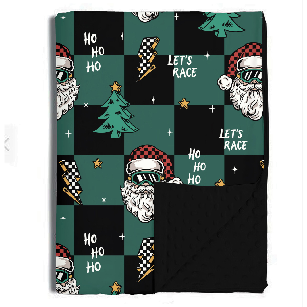 Let's Race Santa Blanket / Large *PREORDER - SHIPPING OUT BETWEEN NOV 24 - DEC 6*