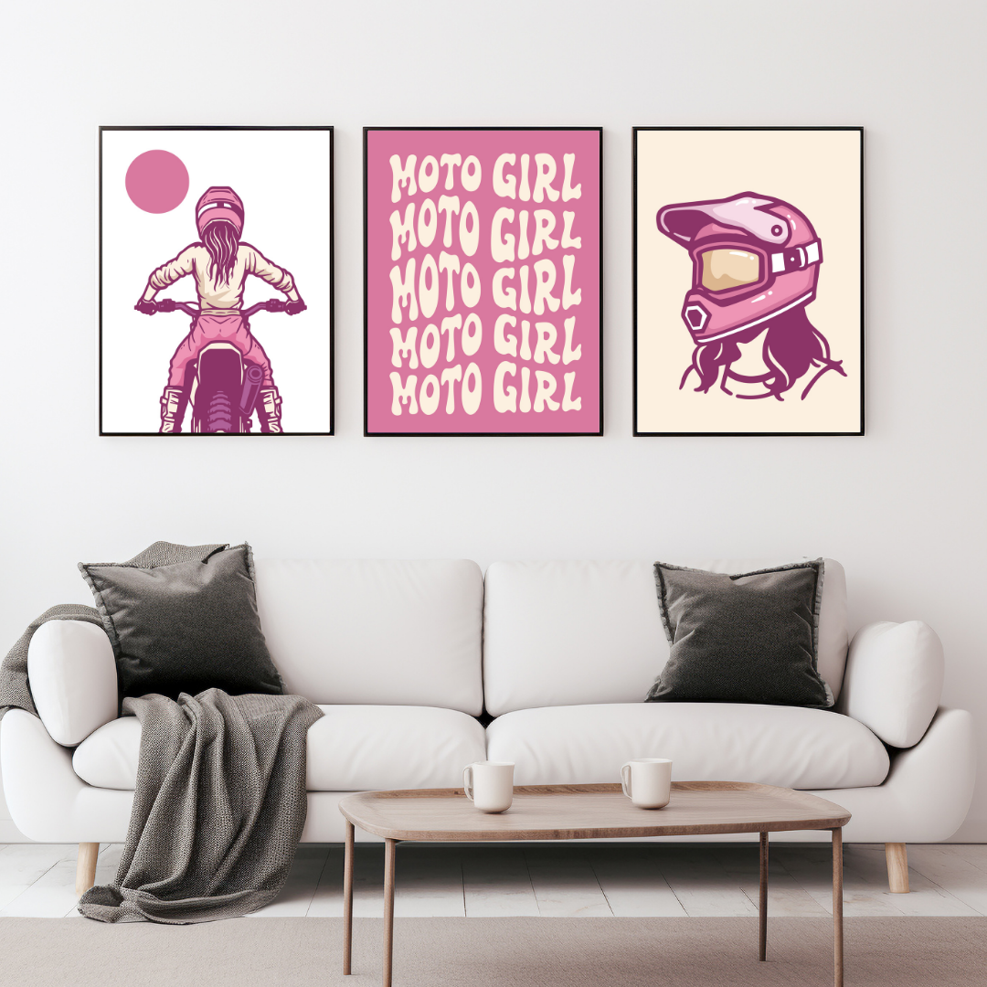 Moto Girl Wall Prints - Digital Download