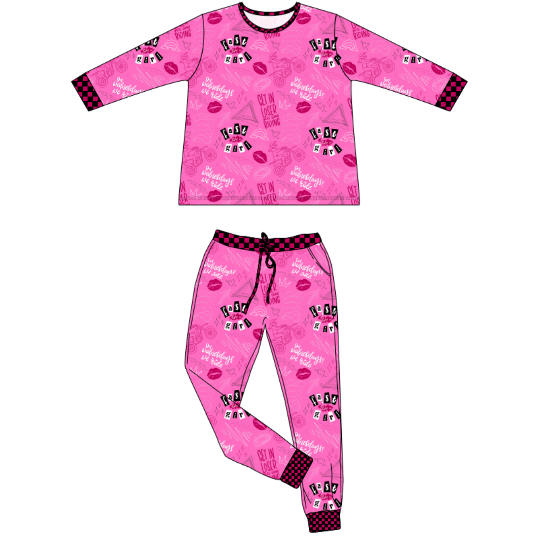 Fast Like A Girl 2 Piece Pajamas / PREORDER: est shipping Nov 16 - Dec 9