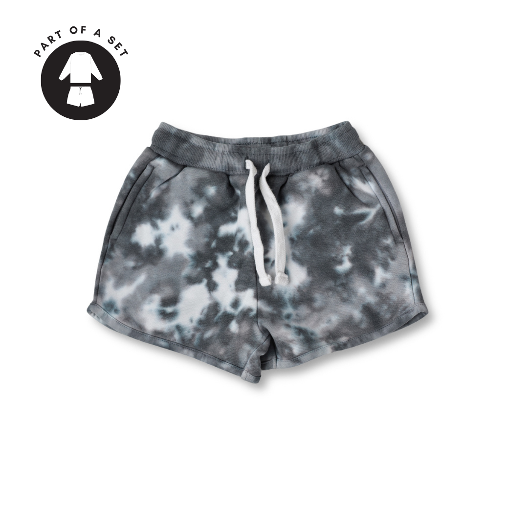 COTTON TIE-DYE SHORTS // CHARCOAL