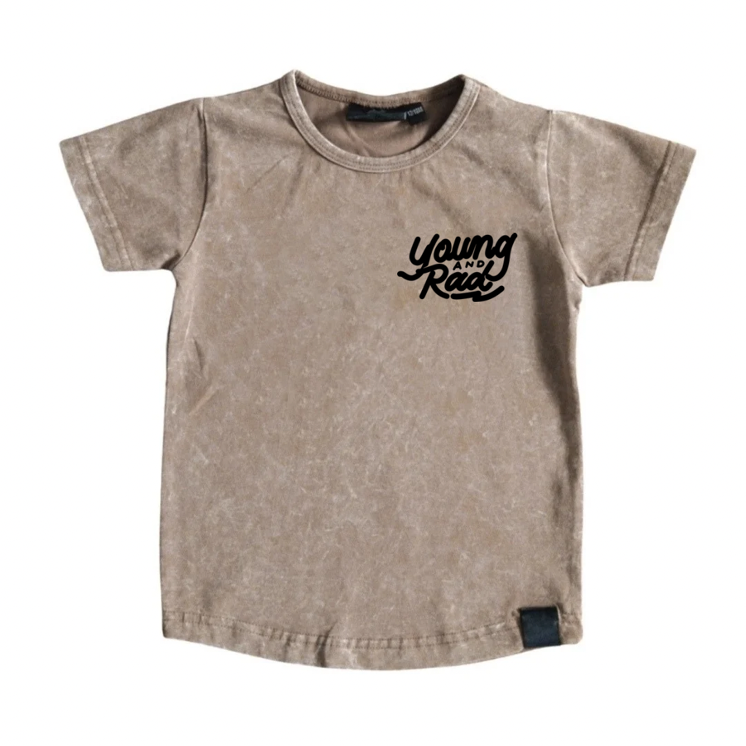 TAUPE FULL THROTTLE ACID WASH TEE