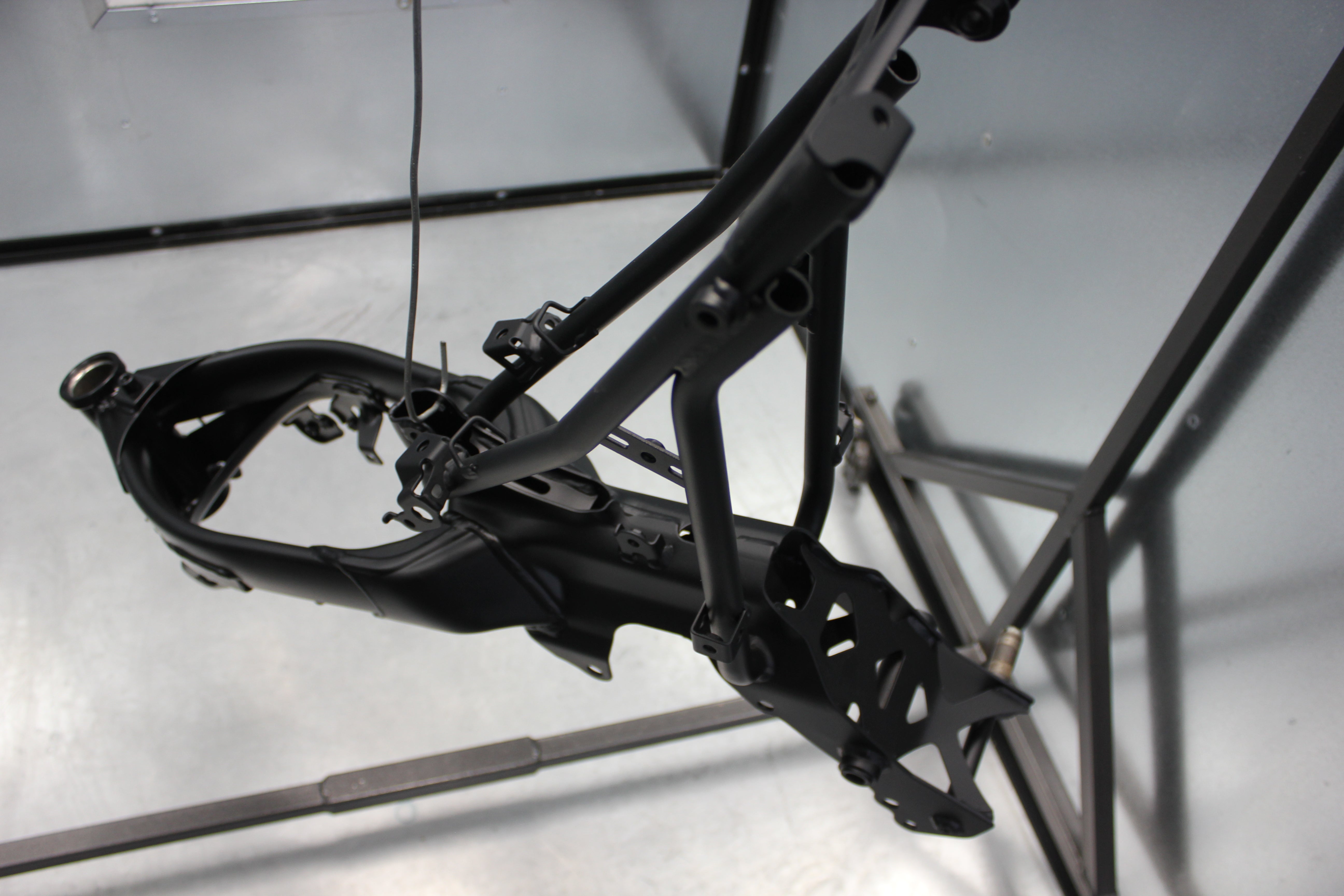 Mini bike frame powder coating