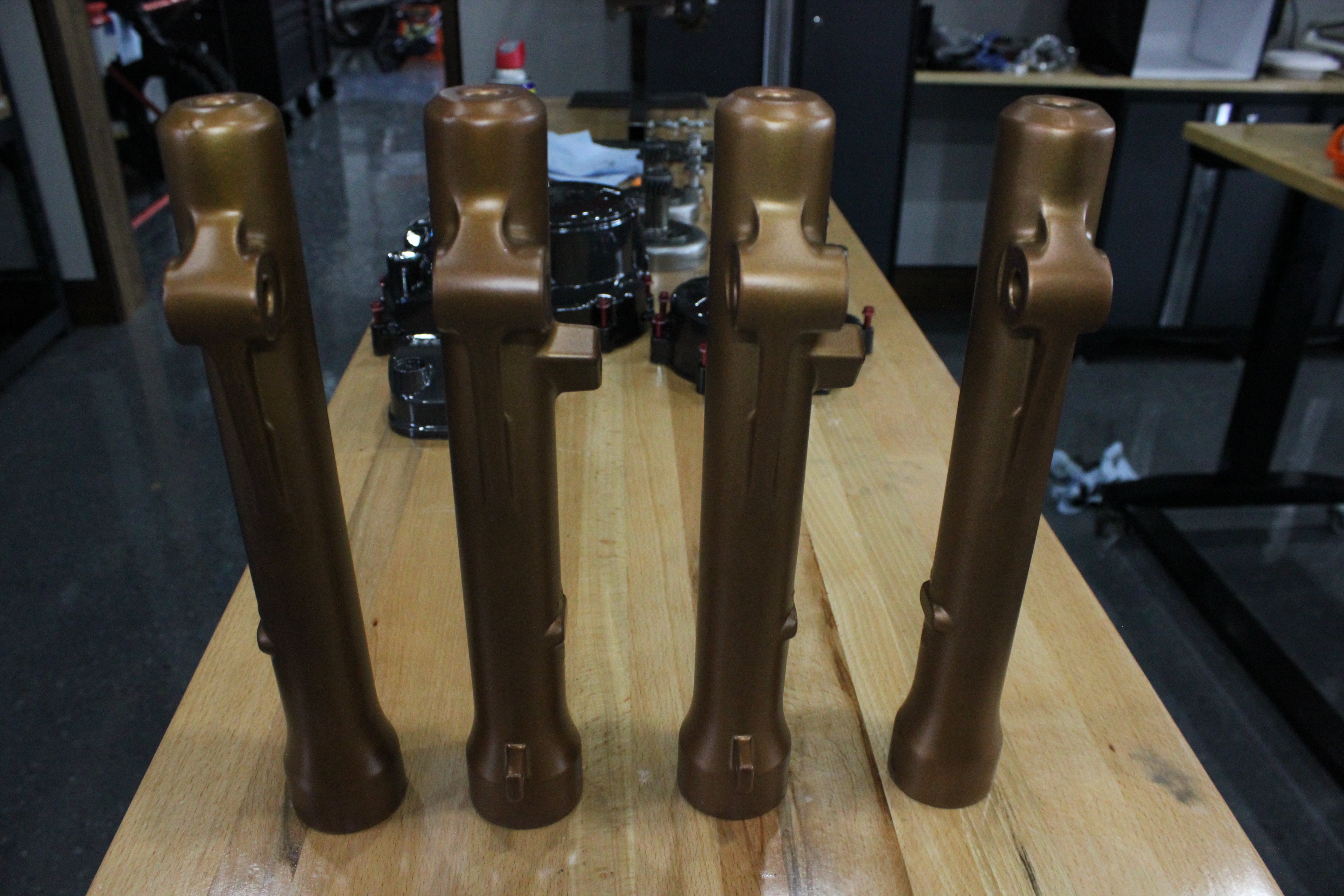 Powder coated fork tube lowers