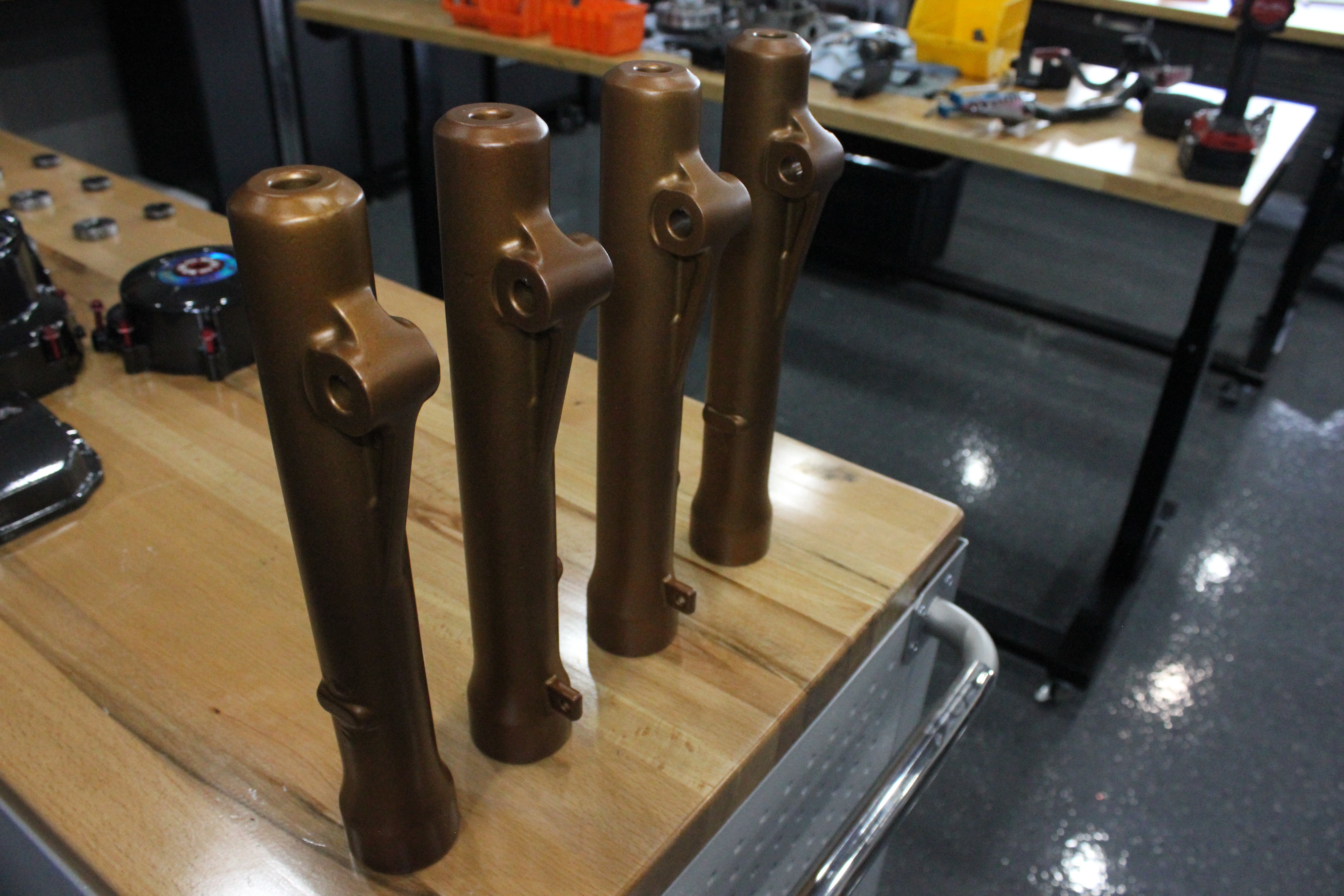 Powder coated fork tube lowers