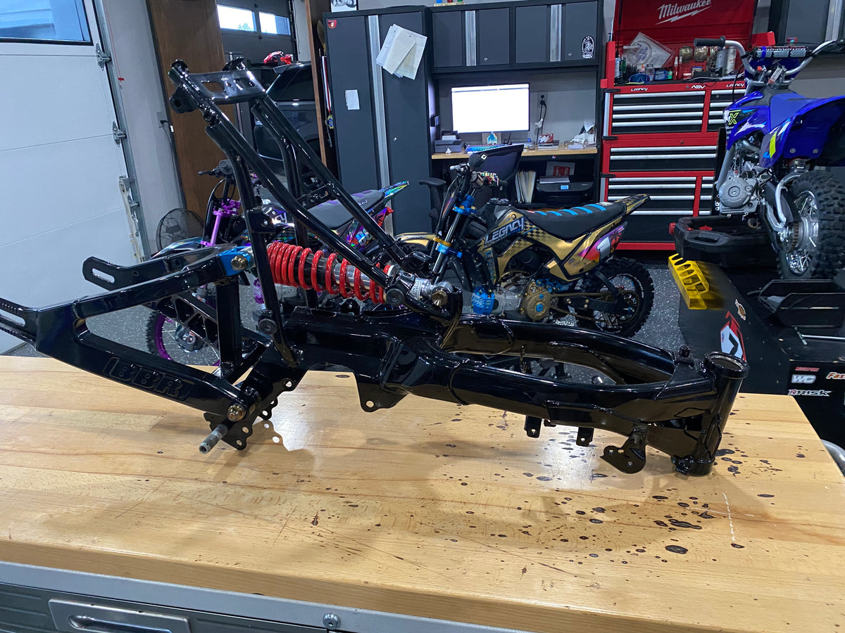 CRF110 19+ frame and BBR swingarm combo (gloss black)
