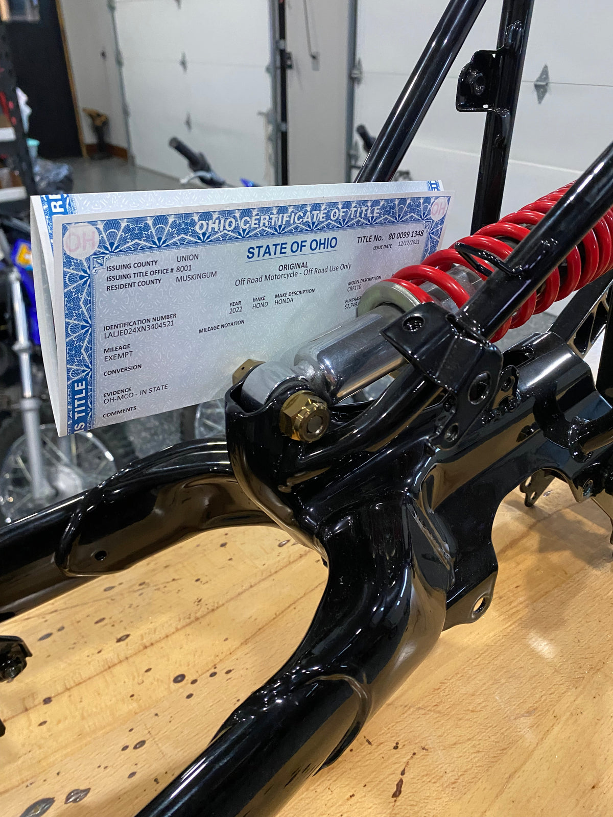 CRF110 19+ frame and BBR swingarm combo (gloss black)